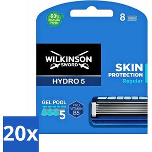 20 x Wilkinson Sword - Navulmesjes - Hydro 5 Skin Protection - Beschermend - 8 mesjes - Wilkinson Sword - UltraGlide - Gevoelige Huid - Scheergel - Flip Trimmer
