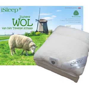 iSleep Wollen Onderdeken - 100% Wol - Eenpersoons - 80x200 cm - Ecru