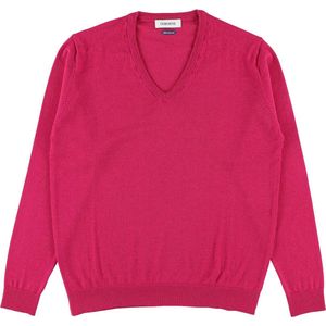 Osborne Knitwear Trui met V hals - Merino wol - Dames - Fuchsia - 2XL