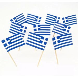 Akyol - 10 x cocktailprikkers Griekse vlag - cocktailprikkers vlag - party prikkers 10 stuks – Griekse verjaardag- verjaardag – Griekenland - Prikkers–feestprikkers – feest