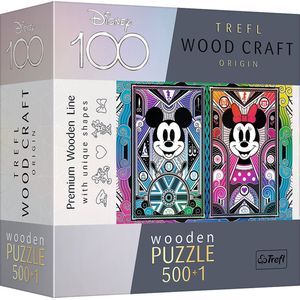 Trefl - Puzzles - ""500+1 Wooden Puzzles"" - Mickey and Minnie Mouse - Special Edition / Disney 100_FSC Mix 70%