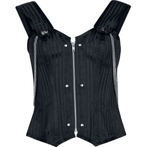 Gothicana zwarte korset met studs en veters - Dames - S