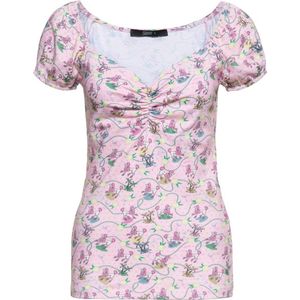 Queen Kerosin Damen Poodle T-Shirt Pink-S