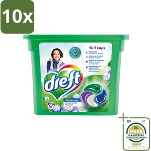 10 x Dreft - Wasmiddelcapsules 4in1 - Witte en Gekleurde Was - Blauwe Droom - 16 Wasbeurten - Grootverpakking - Wasmiddelcapsules - Blauwe Droom - Kleurbehoud - Frisheid - Wasgoed