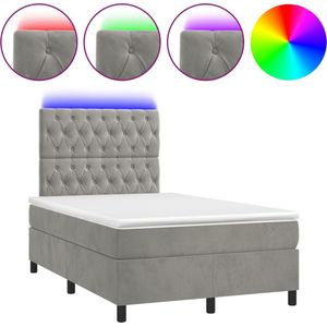 vidaXL-Boxspring-met-matras-en-LED-fluweel-lichtgrijs-120x190-cm