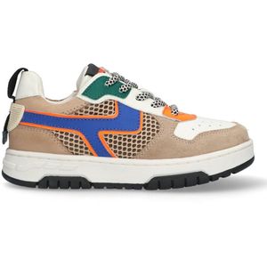 Braqeez - 425247-403 - Lage Sneakers - Beige/Wit/Blauw - Leer/Nubuck