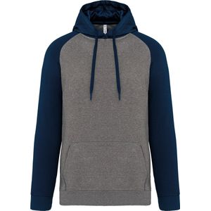Tweekleurige hoodie met capuchon 'Proact' Grey Heather/Navy - M