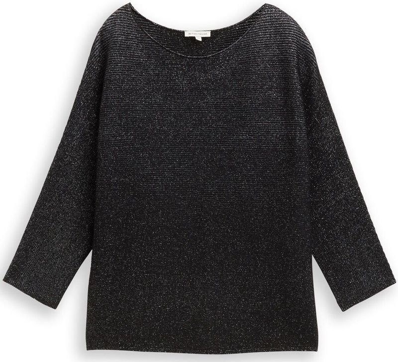 TOM TAILOR - Trui - Zwart - Losse Pasvorm - Driekwart Mouw