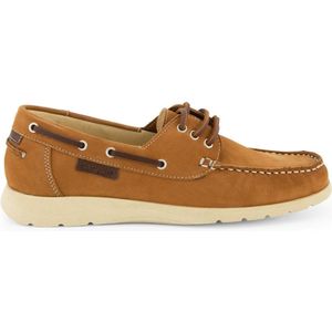 Travelin Seaport - Dames Instappers - Leren Moccasins met veter - Cognac - Maat 39