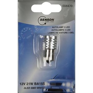 Benson Autolamp - LED - 12 Volt - 21 Watt - 3 LED Smd White BA15S