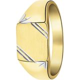 Lucardi - Bicolor Goldplated Heren Zegelring - Mat/Glans - 925 Zilver - Goudkleurig - 20 / 63 mm