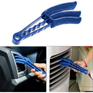 Multifunctionele Reiniging 3-Bladen Jaloezieën Borstel - Airconditioning Auto Cleaner Sluiter -Thuis Tool Plastic Dust Cleaning -Brush- Blauw