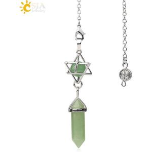 Pendel steen - Pendelen - Spiritueel - Pendelsteen - Natuursteen - Kwarts - Kristallen - Zeshoekig - Spits - Reiki - Chakra - Accessoires - Green Aventurine