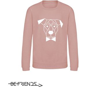 Be Friends Sweater - Hond & Strik - Kinderen - Roos - Maat 1-2 jaar