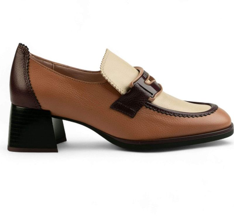 Hispanitas - Antifaz - Leren Mocassins - Zwart - Blokhak 5 cm