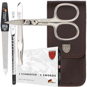4-delige nagelverzorgingsset in echt leer etui - Manicure en pedicure set