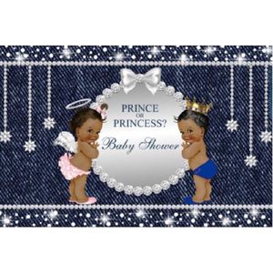 Geboorte - Versiering - Babyshower - Gender Reveal - Geslacht onthulling - Raam - Poster - Wanddoek - Banner van Polyester - 120cm (Breed) x 80cm (Hoog) - Prince or Princess -