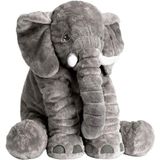 Grote Knuffel - Olifant - Knuffel Kussen - Pluche - Grijs