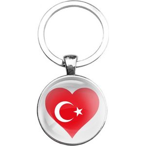 Sleutelhanger Glas - Hart Vlag Turkije