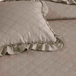 Pikante microvezel sprei met ruches - 160x200cm - Taupe