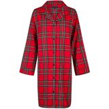 Happy Shorts Dames Nachthemd Lange Mouw Flanel Rood Geruit - Maat S