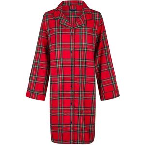 Happy Shorts Dames Nachthemd Lange Mouw Flanel Rood Geruit - Maat S