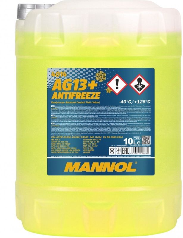 10 Liter Mannol AG13+ Advanced MN4014 Antivries / Koelvloeistof