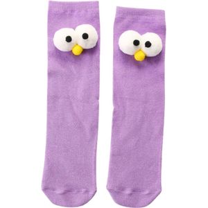 Kindersokken grappige oogjes - lila - 6-10 jaar - maat 30-34 - katoen - jongenssokken - meisjessokken