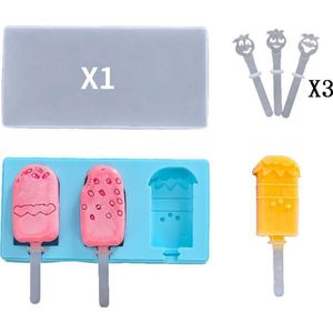 ProductGoods - Ijsvorm Divers - 3 Stuks - Yoghurt Ijsjes - Fruit Ijsjes - Bakvorm - Chocoladevorm - 3 Recyclebaare Stokjes - Kleur Blauw