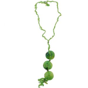 Behave Lange ketting - groen - hanger met grote kralen - 60 cm