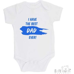 100% katoenen Romper ""I have the best dad ever!"" Vaderdag Unisex Katoen Wit/blauw Maat 68/74