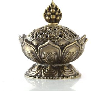 Lotus censer mini metalen aromatherapie houder - wierookbrander - terugstroom wierookpot - decoratie geschenk - thuiskantoor decor ornament - S (Brons) wierookbrander met zeef