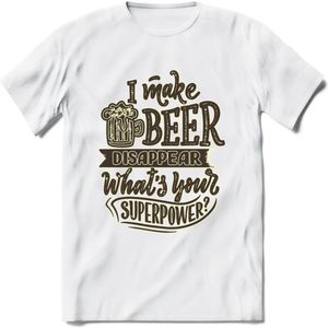 I Make Beer Disappear T-Shirt | Bier Kleding | Feest | Drank | Grappig Verjaardag Cadeau | - Wit - S