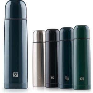 Thermosfles 700 ml, BPA-vrije thermoskan 700 ml voor warm en koud, lekvrije thermosfles 700 ml van roestvrij staal, thermoskan met beker/thermoskan thee, Dark Ocean Blue, blauw