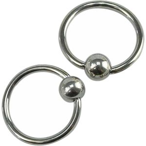 Fako Bijoux® - Ball Closure Piercing - Ring - 8mm - Zilverkleurig - 2 Stuks