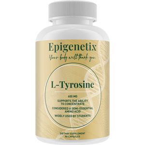 Epigenetix - L-Tyrosine 500mg - 90 premium capsules - Ondersteunt dopamine aanmaak voor betere focus, bevordert een gezonde schildklierfunctie en metabolisme, helpt bij stressbestendigheid en stemming