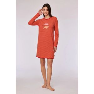 Woody slaapkleed meisjes/dames - rood gestreept - pony - 252-10-DZF-Z/935 - maat L