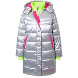 Angel of Style Angel of Style - Dames - Doorgestikte mantel straight fit neon details rugprint - Zilver - Maat 42