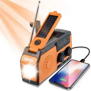 Draagbare Solar Noodradio met 5000 mAh Batterij, Zwengel, AM/FM, USB-oplaadfunctie en Zaklamp voor Outdoor en Noodsituaties