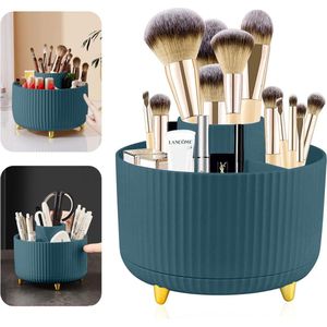 Draaibare make-uporganizer, 360 graden draaibare opbergdoos, cosmetica-make-uporganizer, multifunctionele opbergdoos, draagbare cosmeticatas voor dresser slaapkamer, badkamer (donkerblauw)