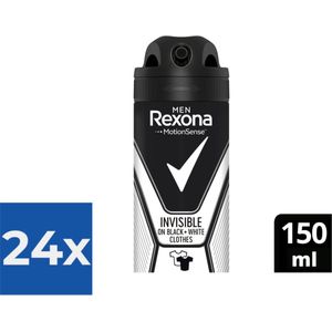 Rexona Men Invisible Black+White Anti White Marks Deodorant - 150ml - Voordeelverpakking 24 stuks