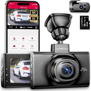 Premium editie 5K Dashcam Voor & Achter – Ultra HD | 5G Wifi | GPS | Parkeermodus | Nachtzicht | G-sensor | Inclusief 64GB kaart