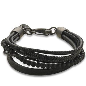 Twice As Nice Armband in edelstaal, mix, zwart 21 cm