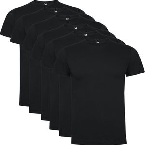 6 Pack Roly Dogo Premium Heren T-Shirt 100% katoen Ronde hals, Donker Grijs Maat M