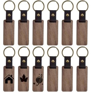 Houten Sleutelhangers 12 Stuks - Houten Sleutelhangers met Sleutelring - Onbewerkte Houten Sleutelhanger voor Doe-Het-Zelf - Verschillende Sleutelhangers Gepersonaliseerd .