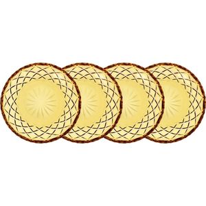 Lyngby Glas Sorrento gebaksbordjes, dessertborden, glazen bord, 16 cm, 4 stuks, amber