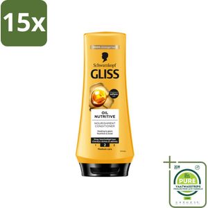 15 x Gliss - Hair Repair - Conditioner Oil Nutritive voor Intensieve Voeding - 200 ml - Grootverpakking - Haar Conditioner - Voedende Conditioner - Droog Haar - Beschadigd Haar - Gliss Conditioner