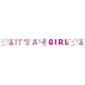 Letterbanner It's a girl. Slinger geboorte meisje dochter. Banner 1,70 meter