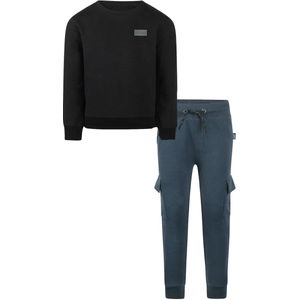Koko Noko - Basic collection - Biologisch katoen - Kledingset - Joggingbroek Blauw - Sweater Zwart - Maat 92