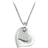 The Jewelry Collection Ketting Hart Zirkonia 1,3 mm 41 + 4 cm - Zilver